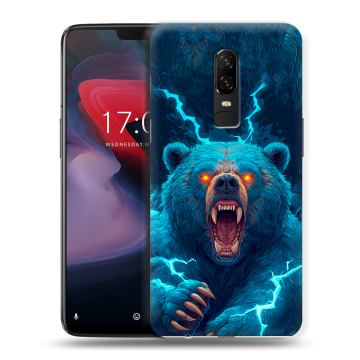 Пластиковый чехол на OnePlus 6 с принтом Медведь Пластиковый чехол на OnePlus 6 с принтом Медведь