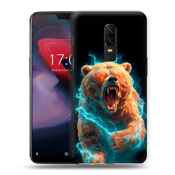 Пластиковый чехол на OnePlus 6 с принтом Медведь Пластиковый чехол на OnePlus 6 с принтом Медведь