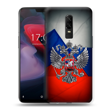 Пластиковый чехол на OnePlus 6 с принтом Флаг России