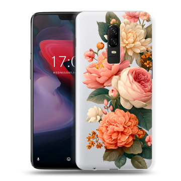 Пластиковый чехол на OnePlus 6 с принтом цветы