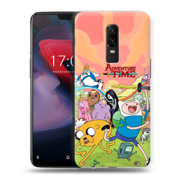Пластиковый чехол на OnePlus 6 с принтом Adventure time Время приключений