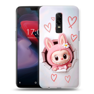 Пластиковый чехол на OnePlus 6 с принтом Labubu Лабубу Пластиковый чехол на OnePlus 6 с принтом Labubu Лабубу