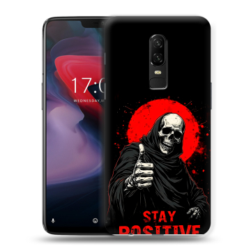 Пластиковый чехол на OnePlus 6 с принтом смешной скелет