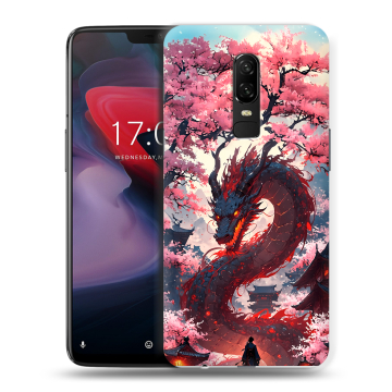 Пластиковый чехол на OnePlus 6 с принтом Дракон Японский