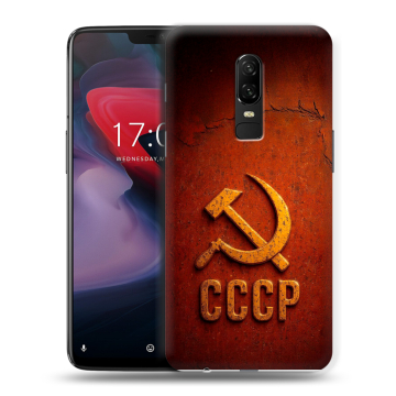 Пластиковый чехол на OnePlus 6 с принтом Флаг Герб СССР