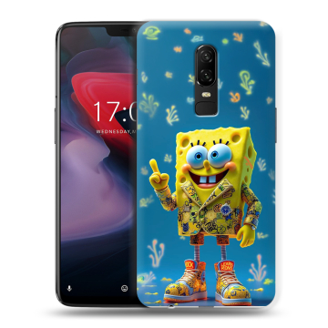 Пластиковый чехол на OnePlus 6 с принтом Спанч боб Спанчбоб Пластиковый чехол на OnePlus 6 с принтом Спанч боб Спанчбоб