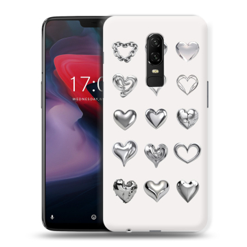 Пластиковый чехол на OnePlus 6 с принтом Y2K сердечки Пластиковый чехол на OnePlus 6 с принтом Y2K сердечки