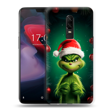 Пластиковый чехол на OnePlus 6 с принтом Гринч Новый год Рождество