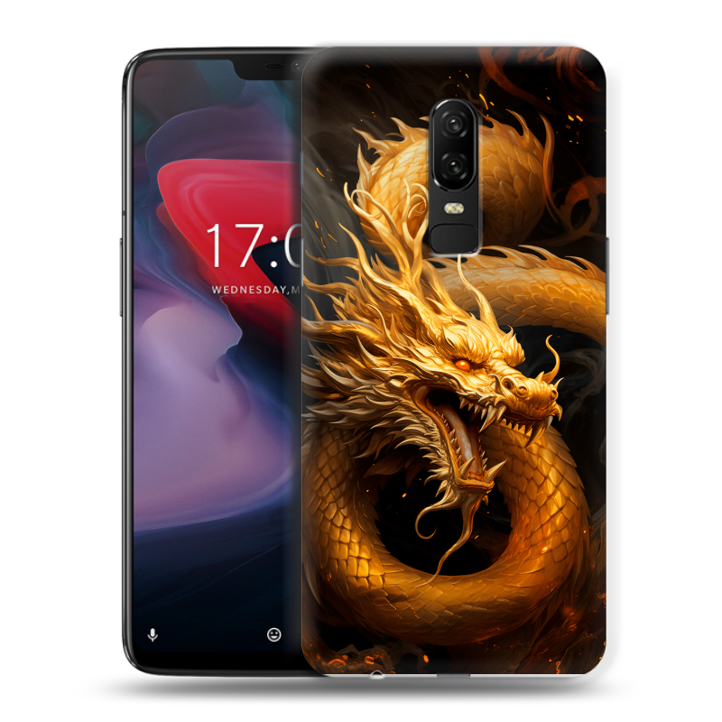 Пластиковый чехол на OnePlus 6 с принтом Золотой дракон Пластиковый чехол на OnePlus 6 с принтом Золотой дракон