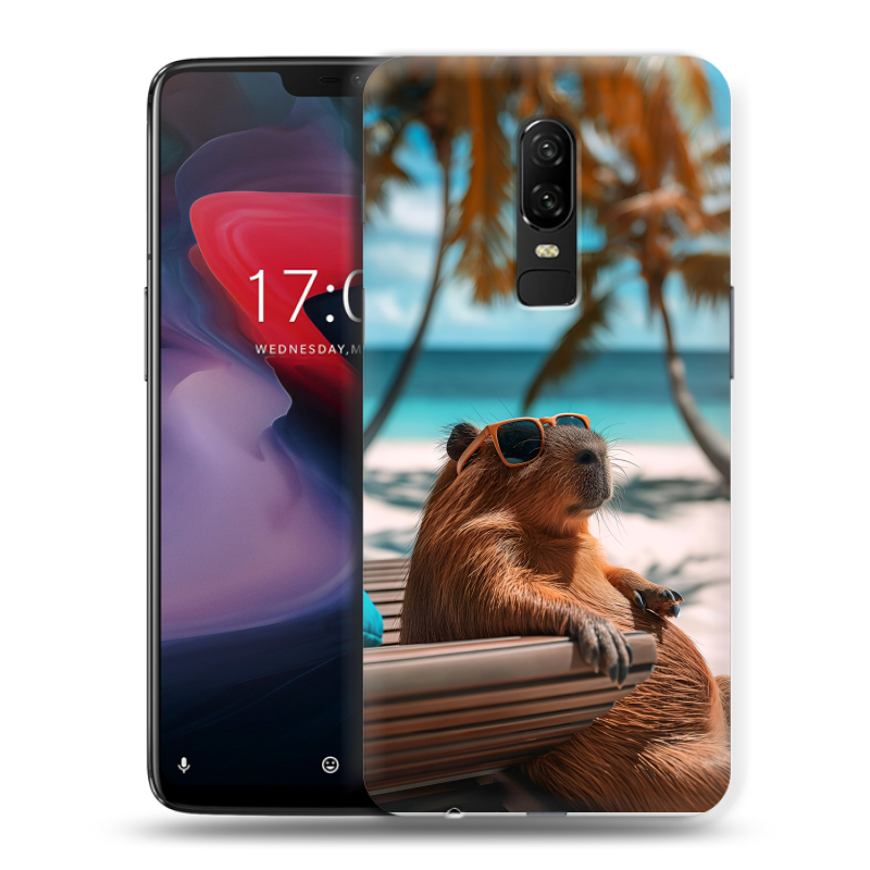 Пластиковый чехол на OnePlus 6 с принтом Капибара Пластиковый чехол на OnePlus 6 с принтом Капибара