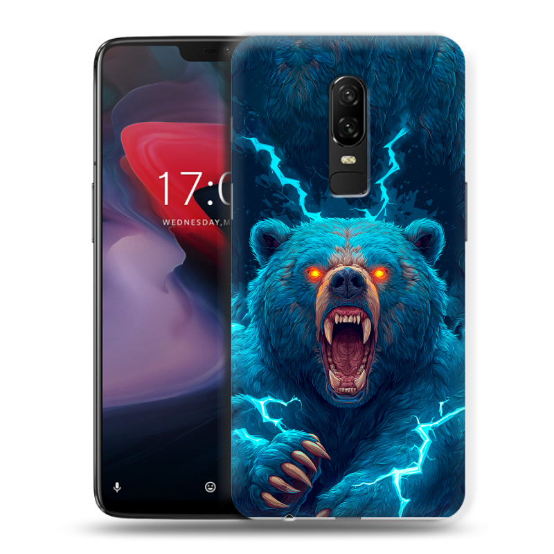Пластиковый чехол на OnePlus 6 с принтом Медведь Пластиковый чехол на OnePlus 6 с принтом Медведь