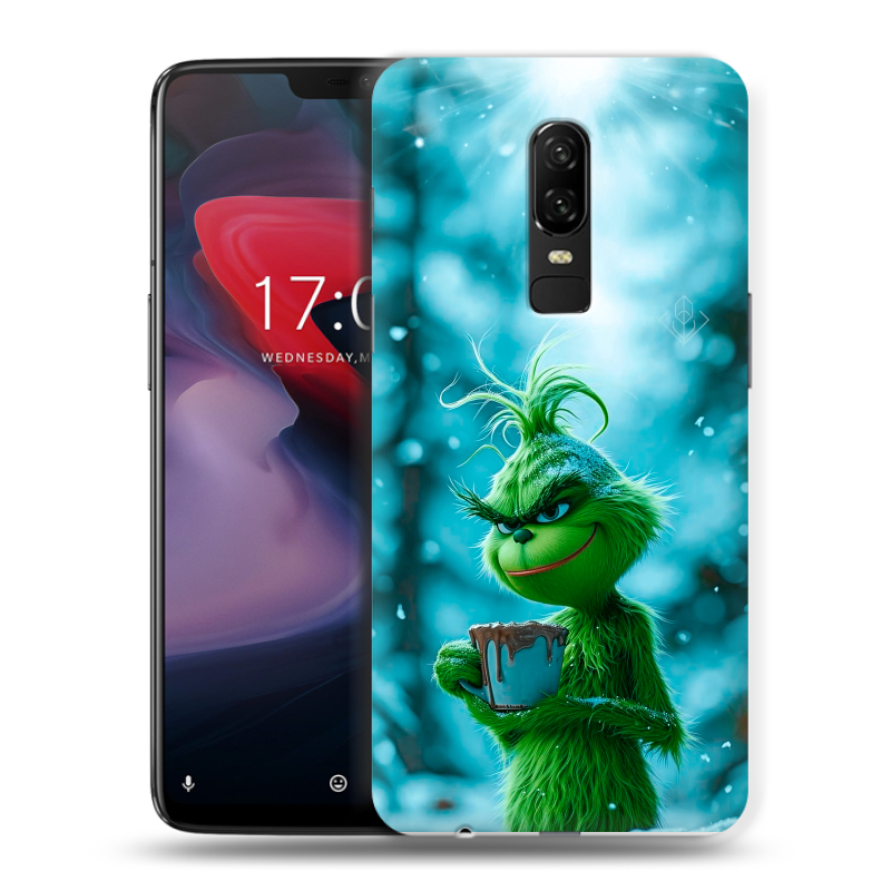 Пластиковый чехол на OnePlus 6 с принтом Новый год гринч Пластиковый чехол на OnePlus 6 с принтом Новый год гринч