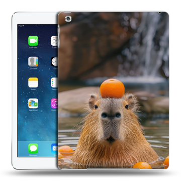 Силиконовый чехол на Ipad Air с принтом Капибара с апельсином