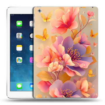 Силиконовый чехол на Ipad Air с принтом Цветы и бабочки