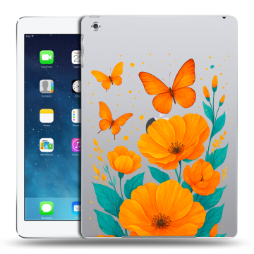 Силиконовый чехол на Ipad Air с принтом цветы бабочки