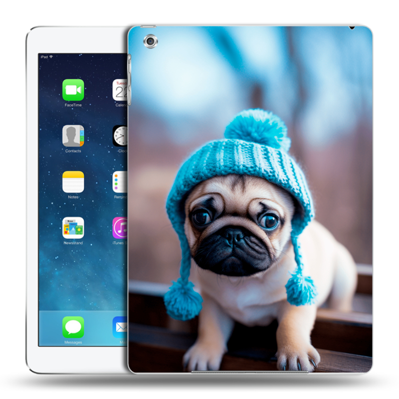 Силиконовый чехол на Ipad Air с принтом Мопс в шапке Силиконовый чехол на Ipad Air с принтом Мопс в шапке