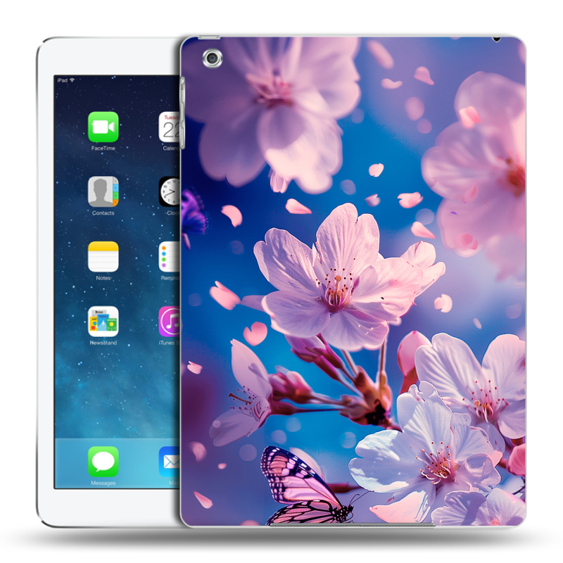 Силиконовый чехол на Ipad Air с принтом цветы бабочки Силиконовый чехол на Ipad Air с принтом цветы бабочки