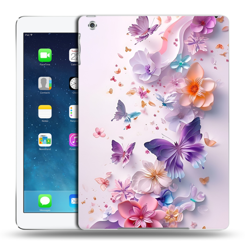 Силиконовый чехол на Ipad Air с принтом цветы бабочки Силиконовый чехол на Ipad Air с принтом цветы бабочки