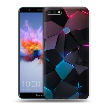 Силиконовый противоударный чехол на Huawei Honor 7C с принтом Геометрия неона