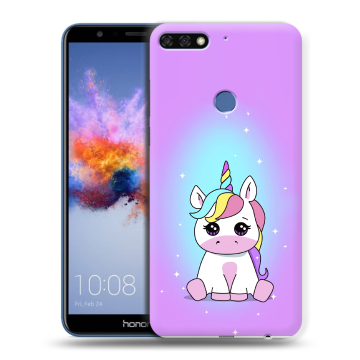 Силиконовый противоударный чехол на Huawei Honor 7C с принтом Единорог