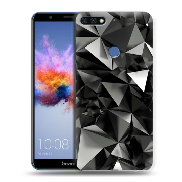 Силиконовый противоударный чехол на Huawei Honor 7C с принтом Черные кристаллы