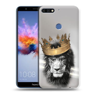 Силиконовый противоударный чехол на Huawei Honor 7C с принтом Лев с короной