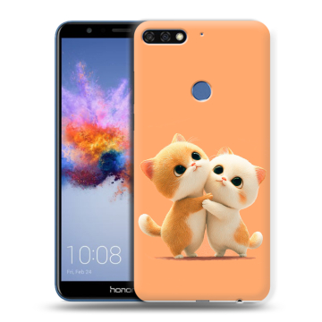 Силиконовый противоударный чехол на Huawei Honor 7C с принтом Милые котики
