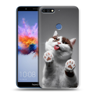 Силиконовый противоударный чехол на Huawei Honor 7C с принтом Коты