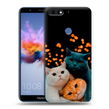 Силиконовый противоударный чехол на Huawei Honor 7C с принтом Кошки