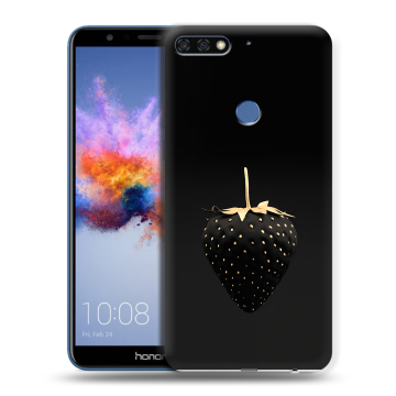 Силиконовый противоударный чехол на Huawei Honor 7C с принтом Черная клубника
