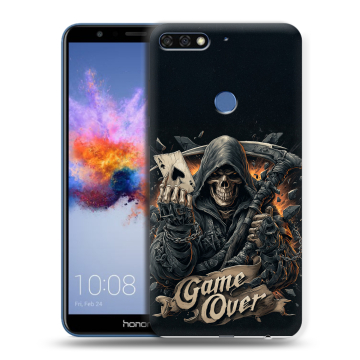 Силиконовый противоударный чехол на Huawei Honor 7C с принтом Скелет карты