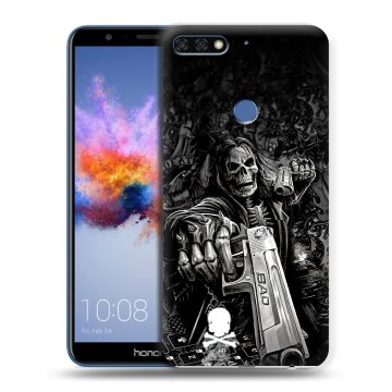 Силиконовый противоударный чехол на Huawei Honor 7C с принтом Скелет
