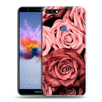 Силиконовый противоударный чехол на Huawei Honor 7C с принтом Цветы розы