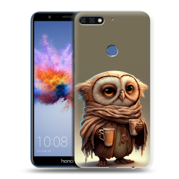 Силиконовый противоударный чехол на Huawei Honor 7C с принтом Сова