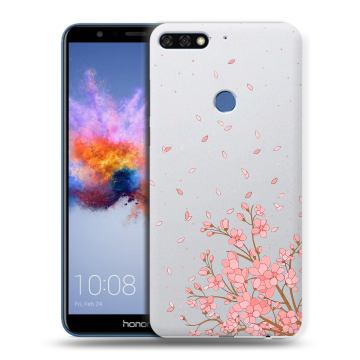 Силиконовый противоударный чехол на Huawei Honor 7C с принтом Ветка сакуры