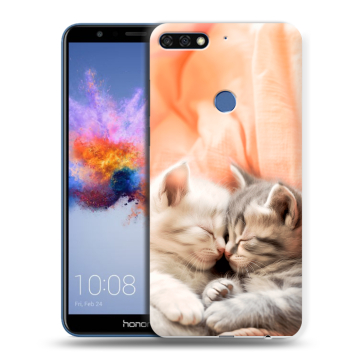 Силиконовый противоударный чехол на Huawei Honor 7C с принтом Котята