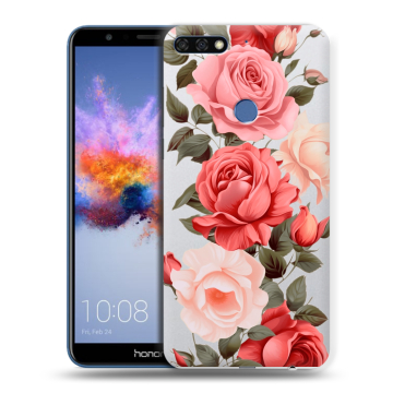 Силиконовый противоударный чехол на Huawei Honor 7C с принтом Розы
