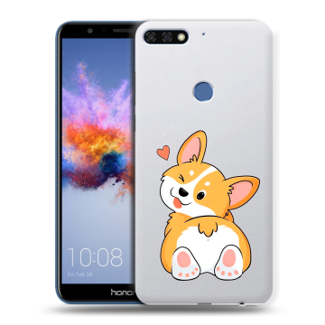 Силиконовый противоударный чехол на Huawei Honor 7C с принтом Корги
