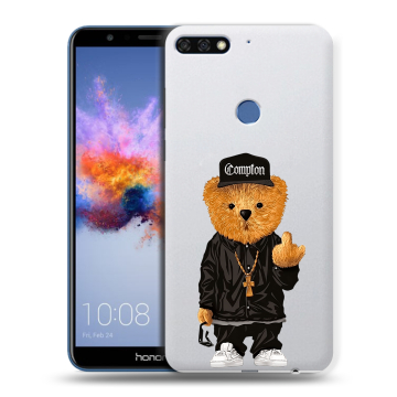 Силиконовый противоударный чехол на Huawei Honor 7C с принтом Плюшевый медведь