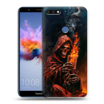 Силиконовый противоударный чехол на Huawei Honor 7C с принтом Скелет и карты