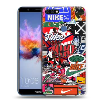 Силиконовый противоударный чехол на Huawei Honor 7C с принтом Найк Nike яркий