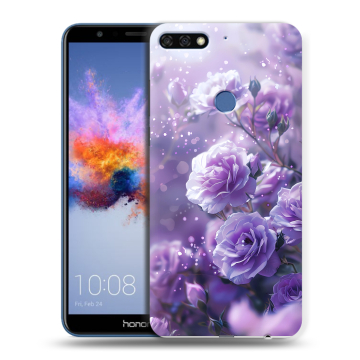 Силиконовый противоударный чехол на Huawei Honor 7C с принтом Розы цветы