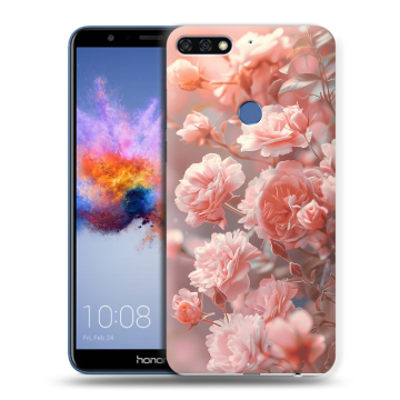Силиконовый противоударный чехол на Huawei Honor 7C с принтом Розовые розы