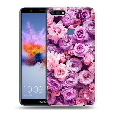 Силиконовый противоударный чехол на Huawei Honor 7C с принтом лавандовые розы