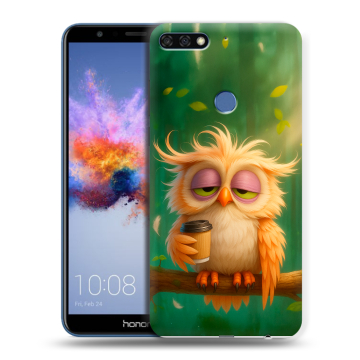 Силиконовый противоударный чехол на Huawei Honor 7C с принтом сова Силиконовый противоударный чехол на Huawei Honor 7C с принтом сова