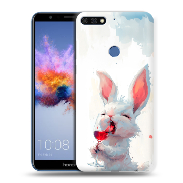 Силиконовый противоударный чехол на Huawei Honor 7C с принтом кролик зайчик