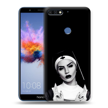 Силиконовый противоударный чехол на Huawei Honor 7C с принтом монашка