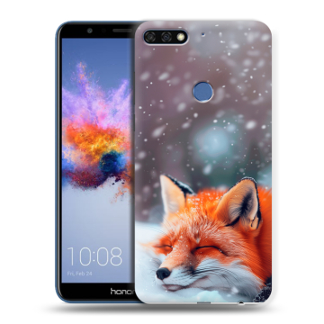 Силиконовый противоударный чехол на Huawei Honor 7C с принтом лиса