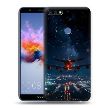 Силиконовый противоударный чехол на Huawei Honor 7C с принтом самолет