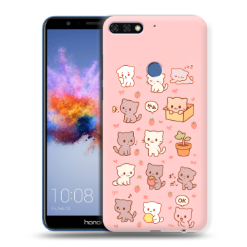 Силиконовый противоударный чехол на Huawei Honor 7C с принтом Hello Kitty Хелоу Кити